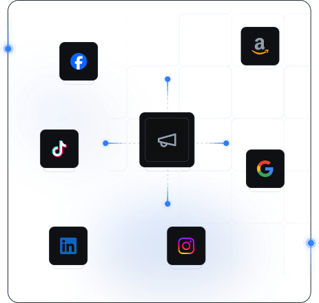 AdTech illustration connecting advertising and social platforms
