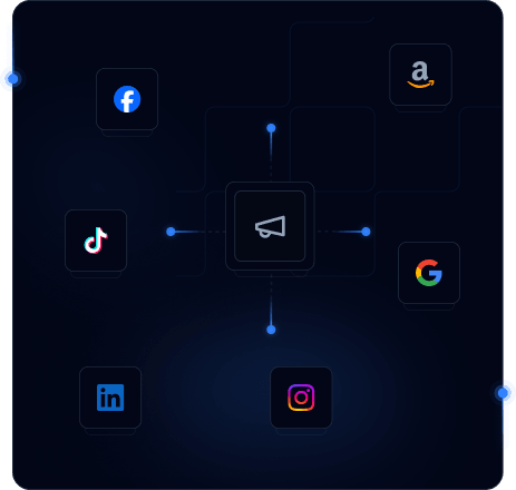 Ilustración de plataformas publicitarias conectadas mediante proxies móviles