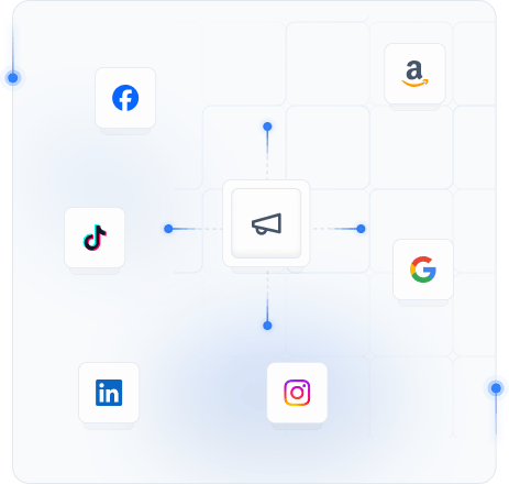 AdTech illustration connecting advertising and social platforms