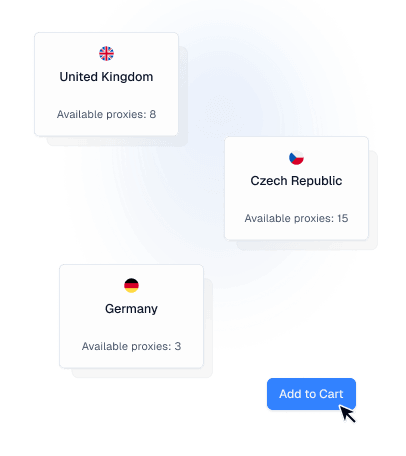 国別プロキシカードとカート追加操作を表示した Marketplace セットアップフロー