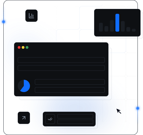 SEO optimization dashboard illustration with analytics cards and interface panels