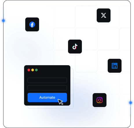 Illustration hero de gestion des reseaux sociaux avec icones de plateformes