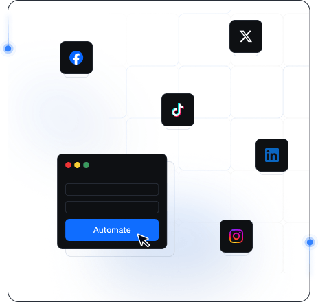 Social media management hero illustration with platform icons