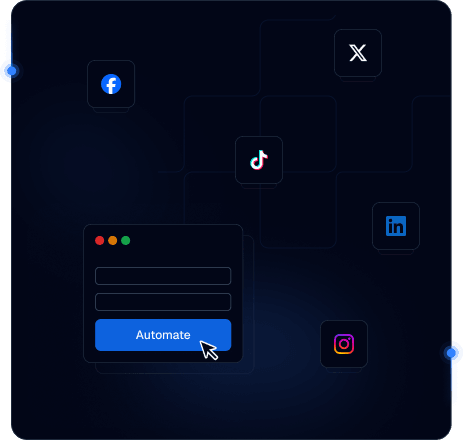 Social media management hero illustration with platform icons