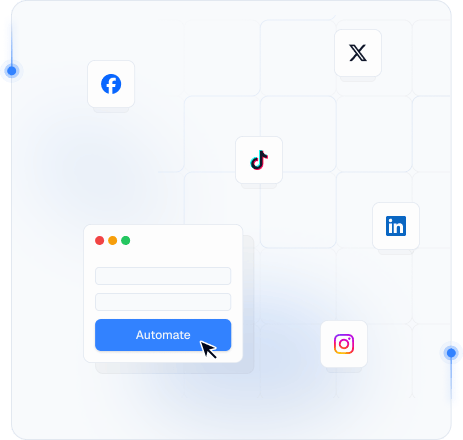 Social media management hero illustration with platform icons