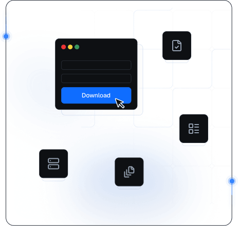 Ilustración de recogida de datos con ventana de app, documentos y rutas de red para flujos de proxy móvil