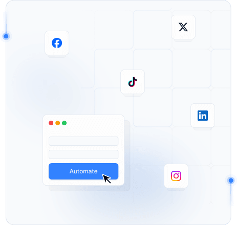 Hero-Illustration fur Social-Media-Management mit Plattform-Icons