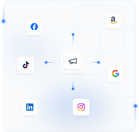 Ilustração conectando plataformas publicitárias por proxies móveis